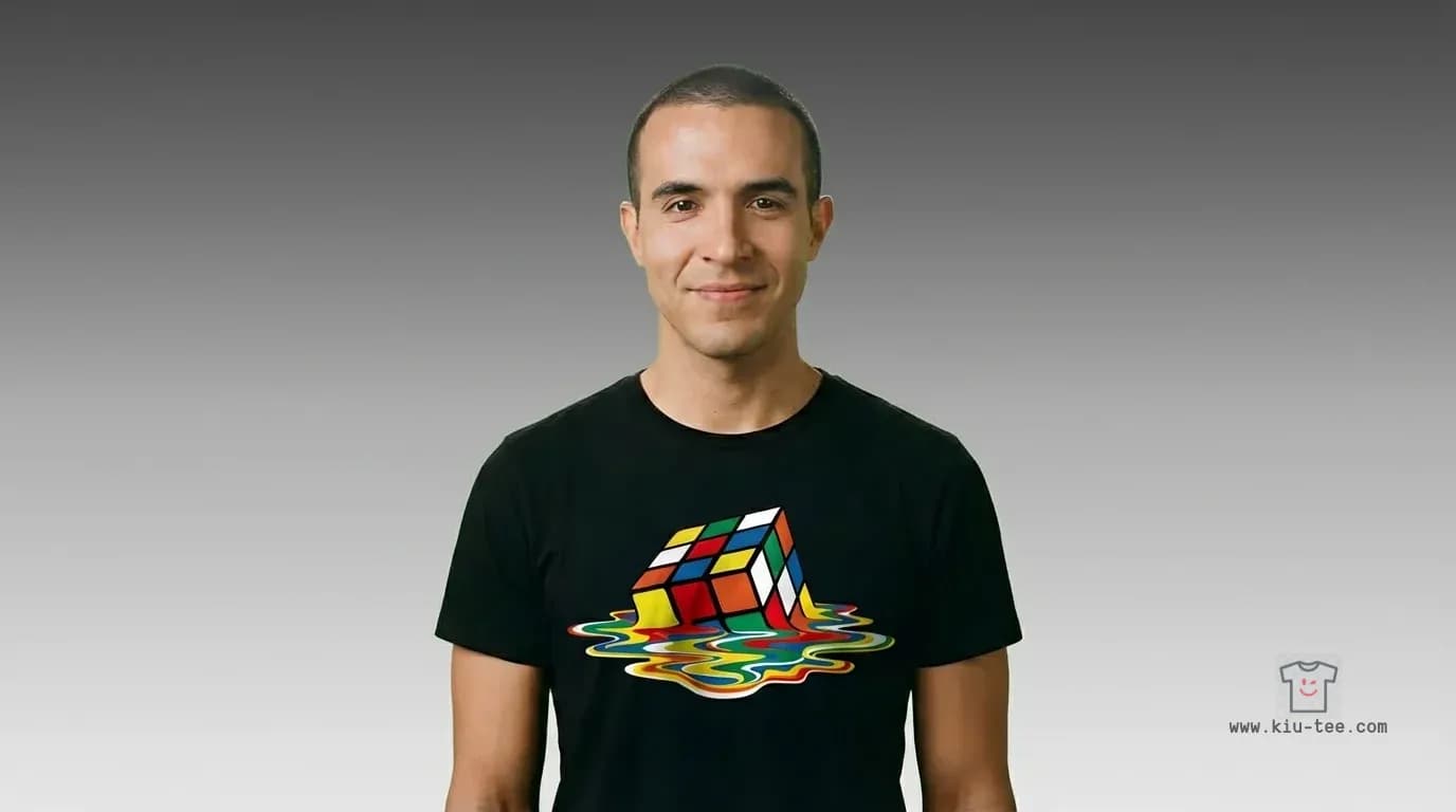 Cubo de Rubik derretido, playera negra tamaño XL